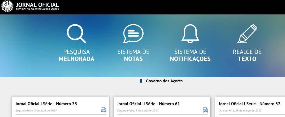 Jornal Oficial da Região Autónoma dos Açores está disponível através de aplicação móvel