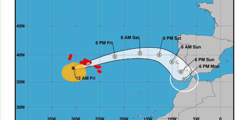 Ciclone Gabrielle já afeta estado do tempo nos Açores